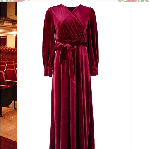 Ivy city ANDIE DRESS IN WINE VELVET - Picture 3 of 8